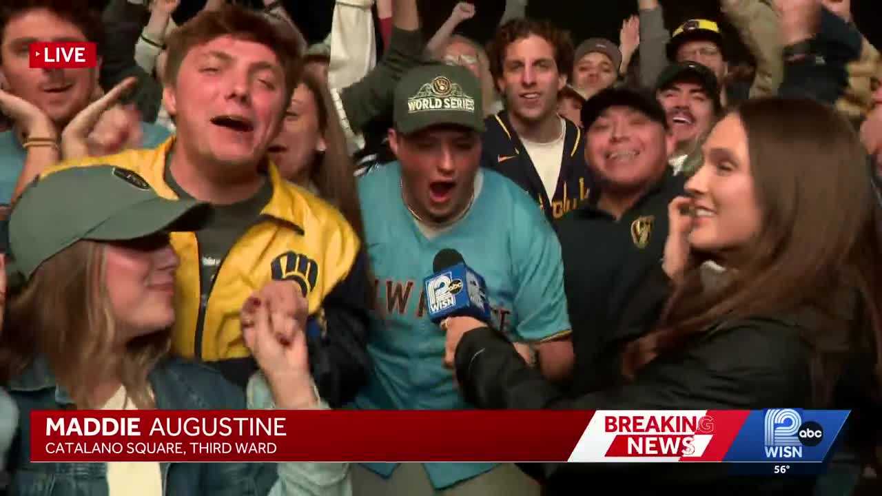 WATCH: Brewers fans react to winning Game 1 of the World Series — WISN 12 Milwaukee, Waconia Sports news