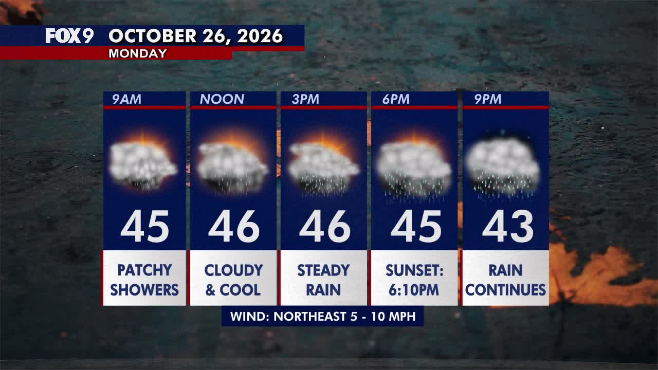 Minnesota weather: Wet, cloudy and cool Monday — FOX 9, Waconia Community news